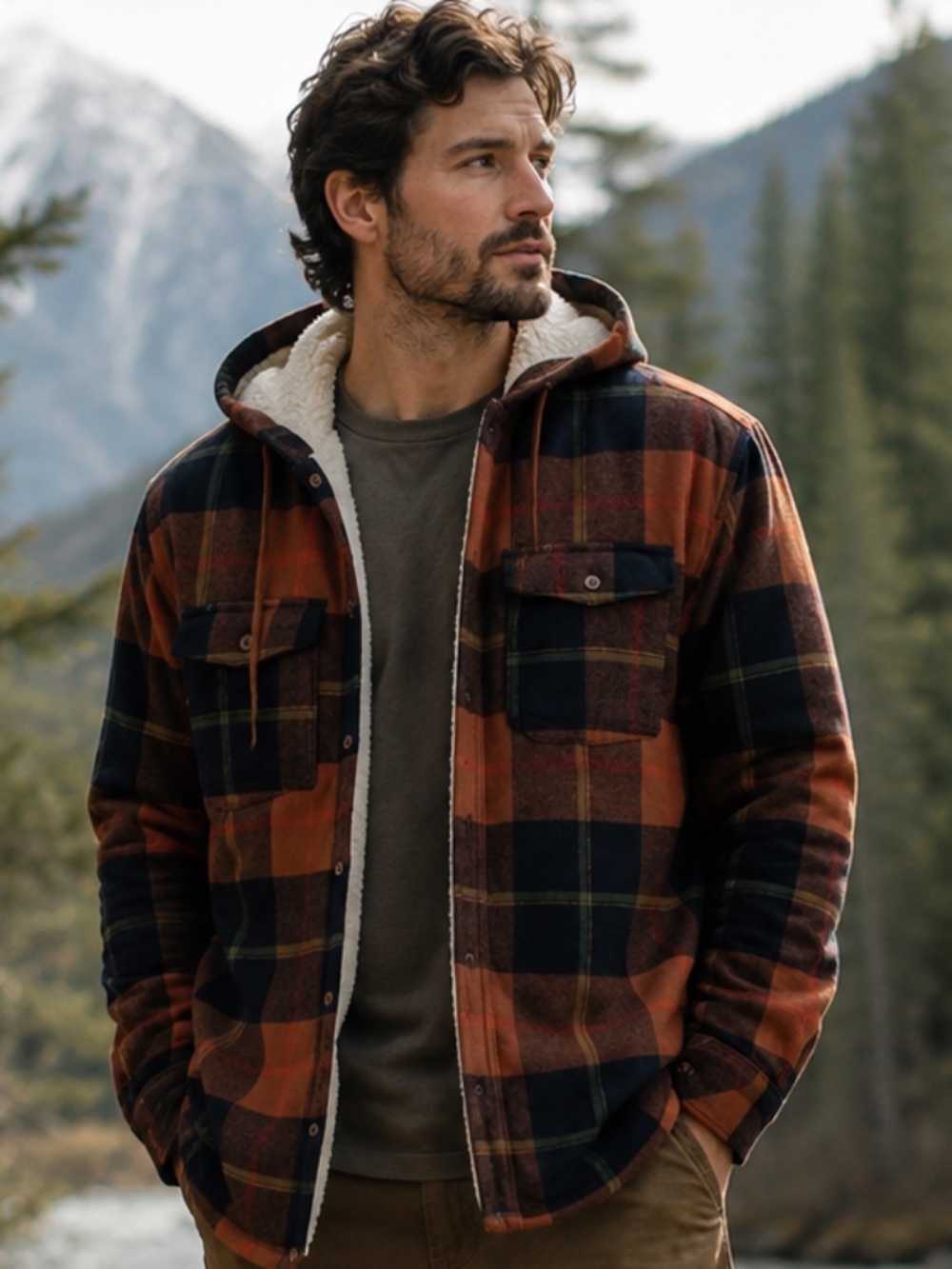 Empyre men’s Sherpa plaid jacket